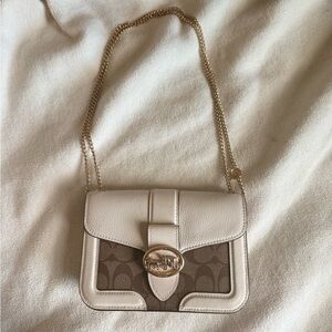 Coach Cream and Tan Crossbody Bag